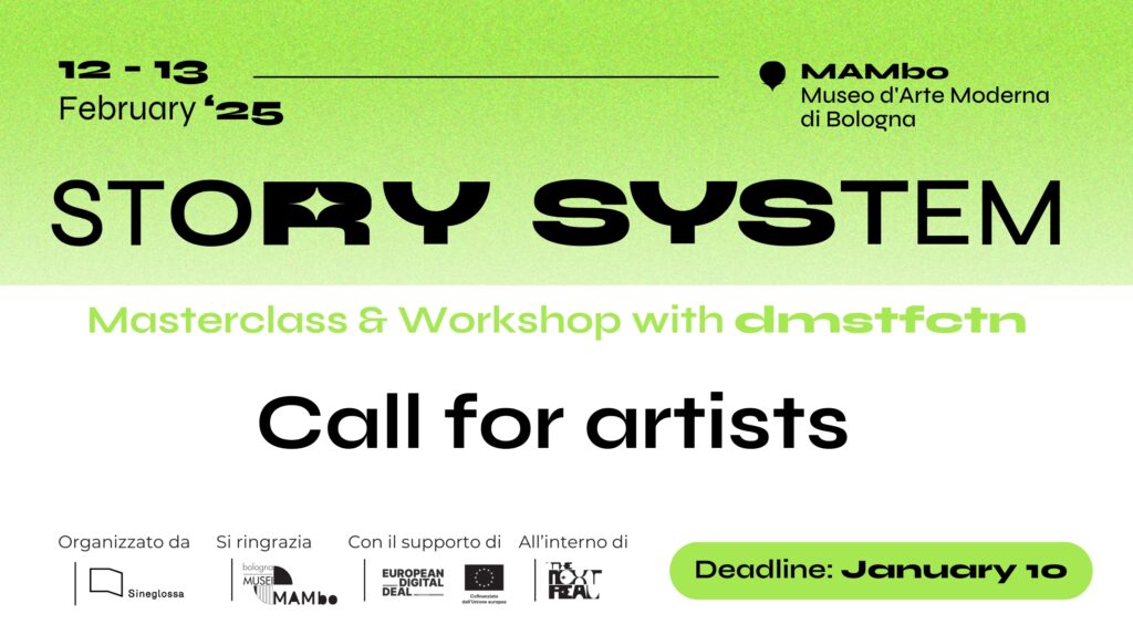 story system call for artists workshop Mambo Bologna febbraio 2025 dmstfctn