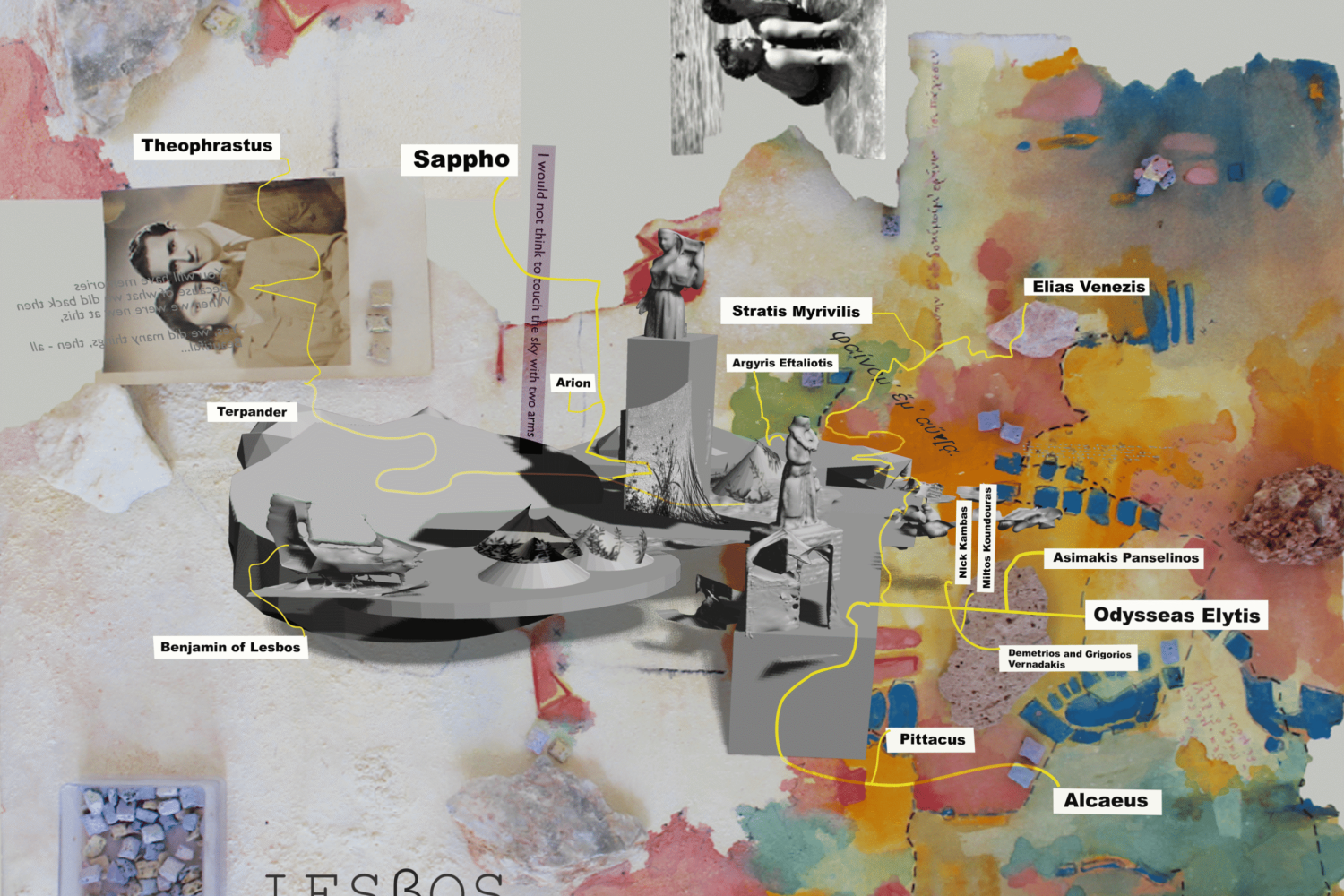 Map Artwork_ Poetic Tour of Lesvos by Paolo Lolicata, bluetour project output